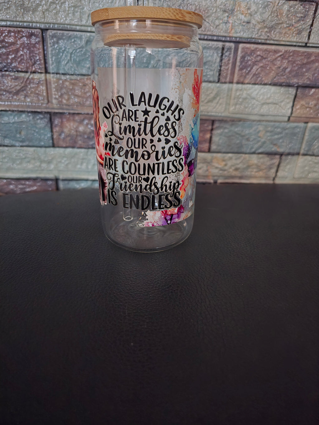 Glastumbler mit Motiv