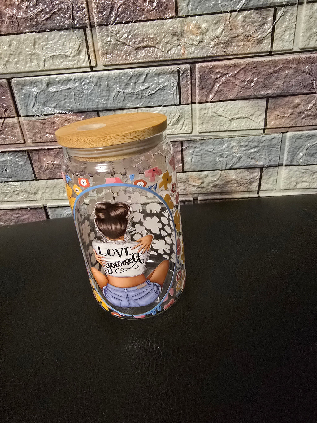 Glastumbler mit Motiv