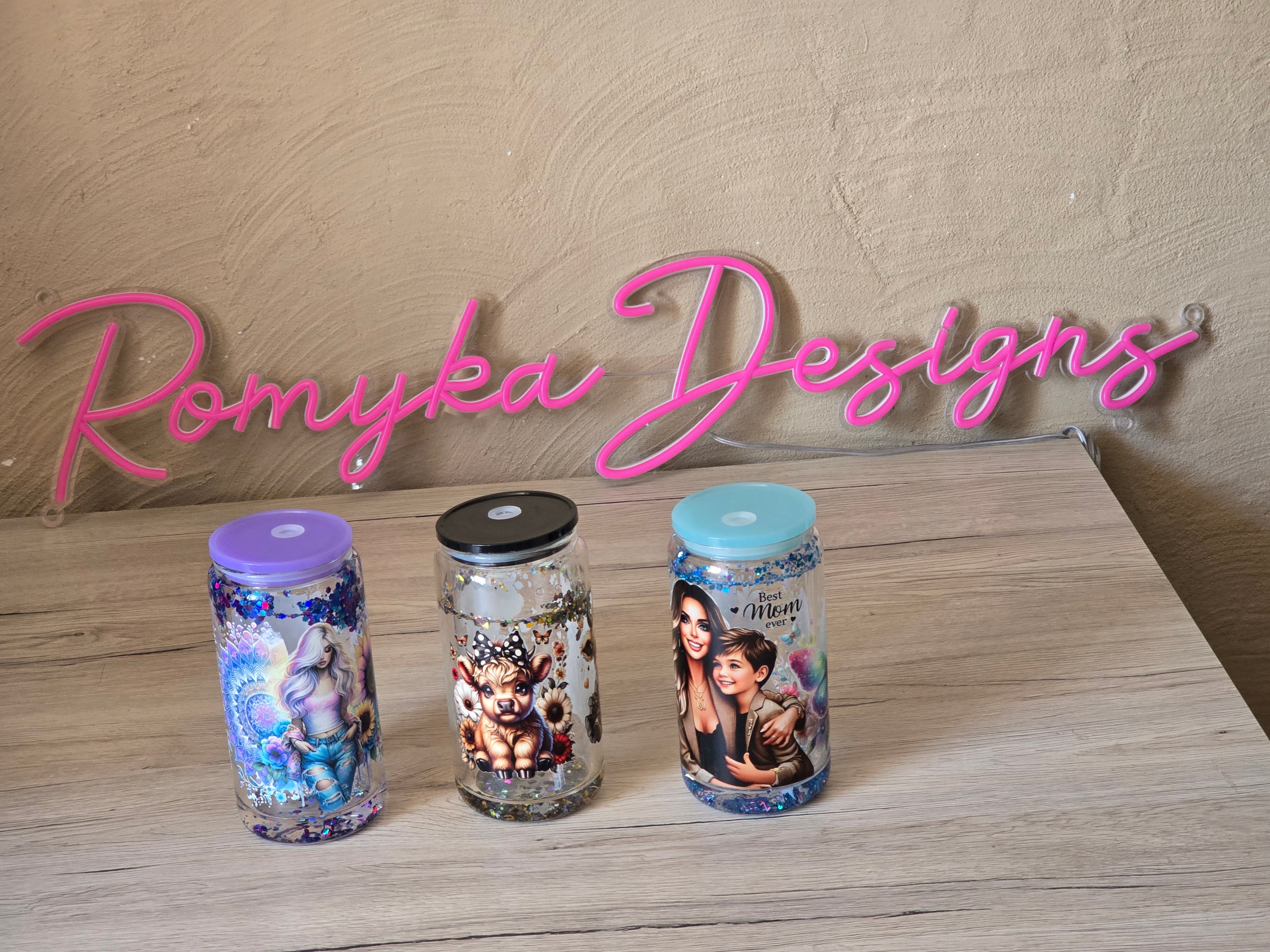 Snow glow Glastumbler mit Motiv