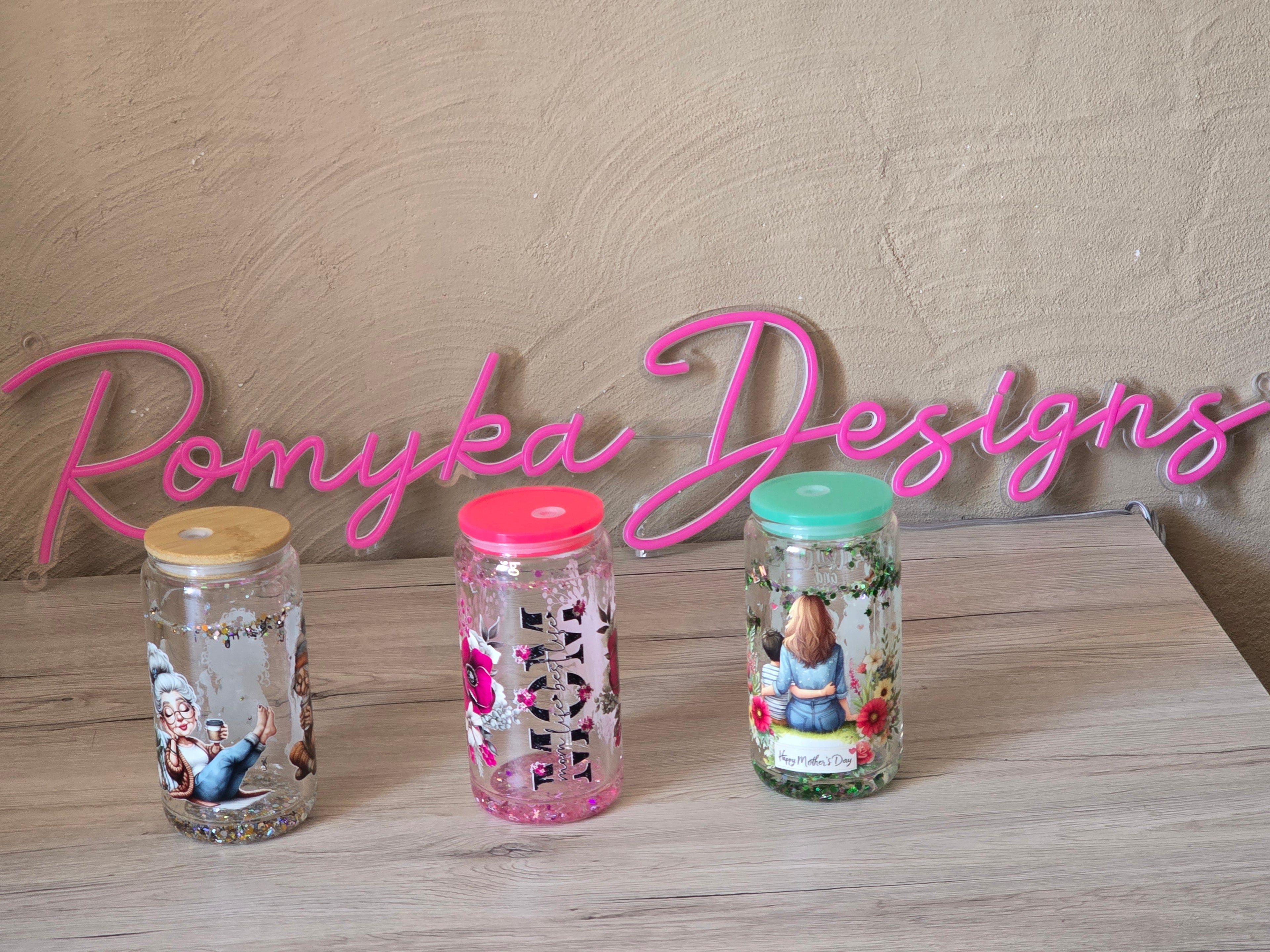 Snow glow Glastumbler mit Motiv