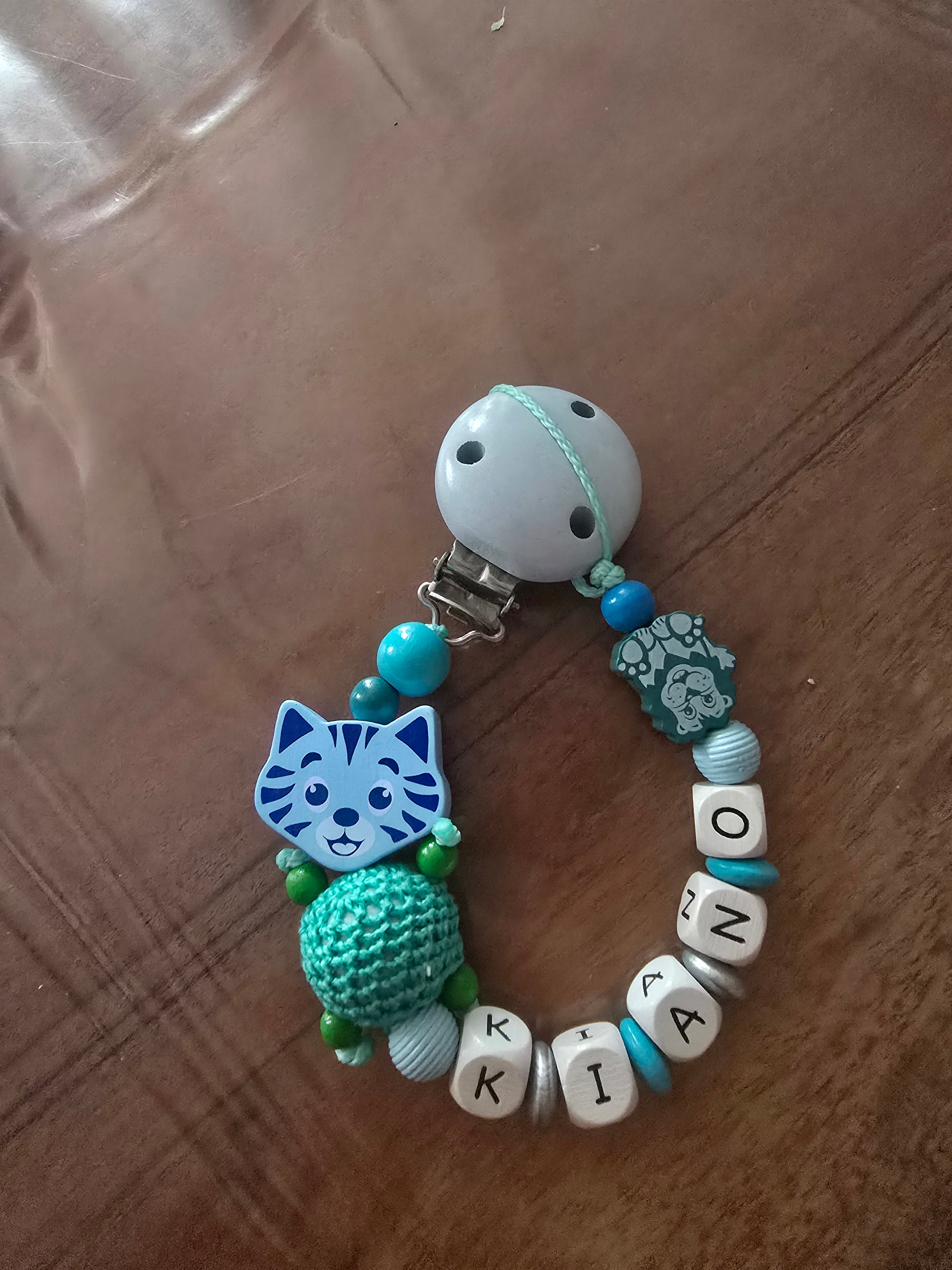 Schnullerkette Tiger blau