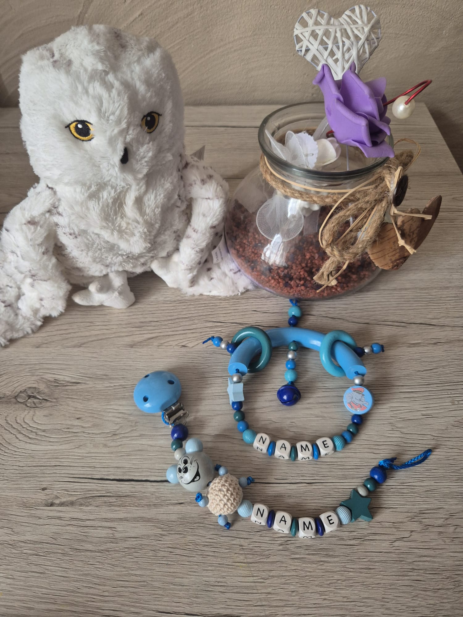 Schnullerkette + Greifling Set Junge